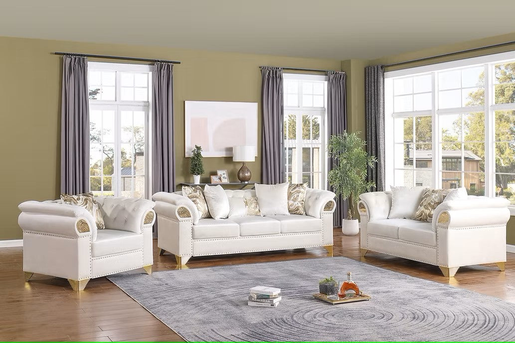 S3600 EMMA CREAM LIVING ROOM SET AVAILABLE AS 2 PIECE OR 3 PIECE SET