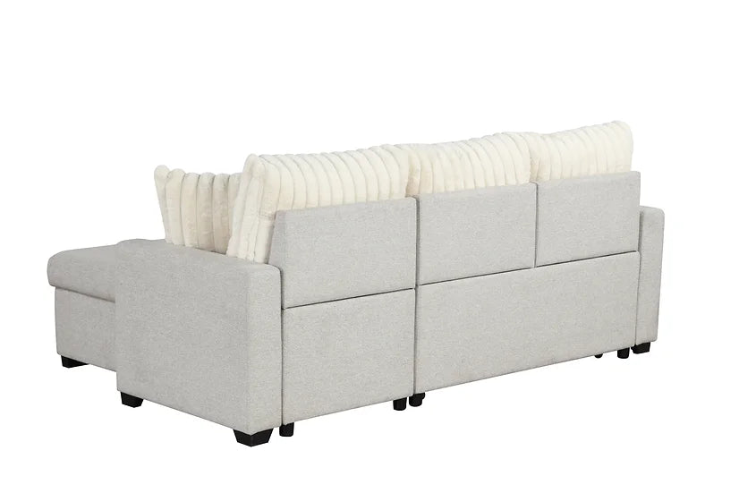 S8670 NORI BEIGE SECTIONAL WITH PULL-OUT BED AND STORAGE CHAISE