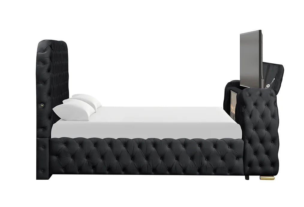 B8010 ROYAL BLACK BED AVAILABLE IN QUEEN AND KING SIZES
