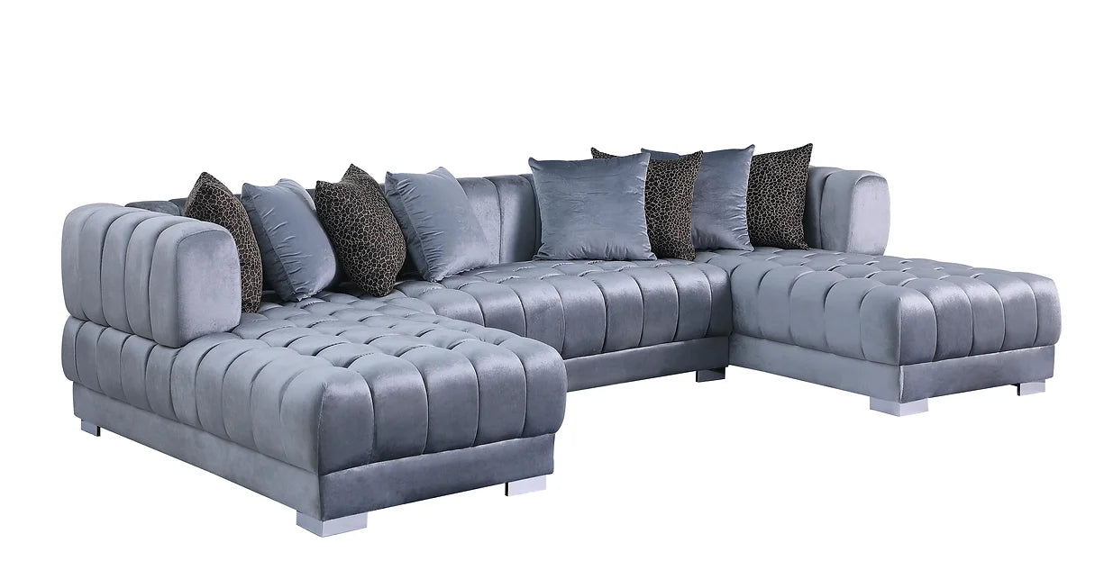S8155 DASHA GREY VELVET SECTIONAL