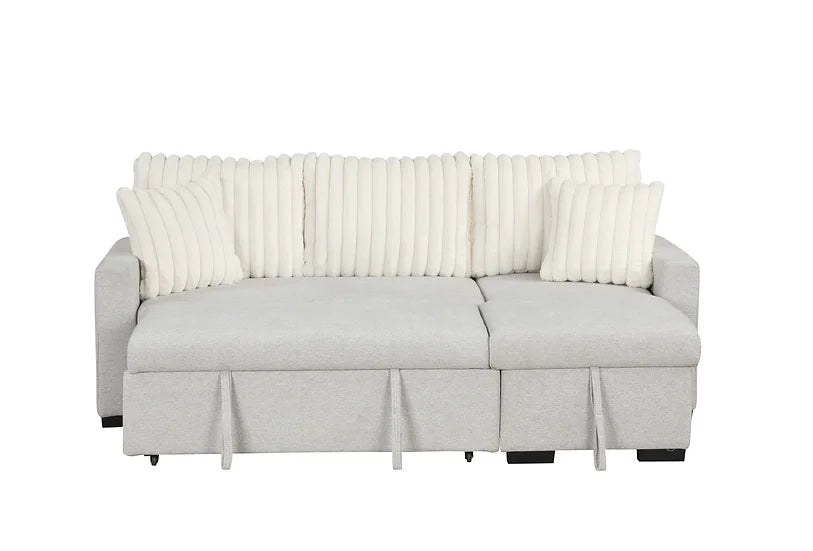 S8670 NORI BEIGE SECTIONAL WITH PULL-OUT BED AND STORAGE CHAISE