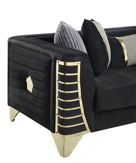 S4010 DONOVAN BLACK LIVING ROOM SET AVAILABLE AS 2 PIECE OR 3 PIECE SET