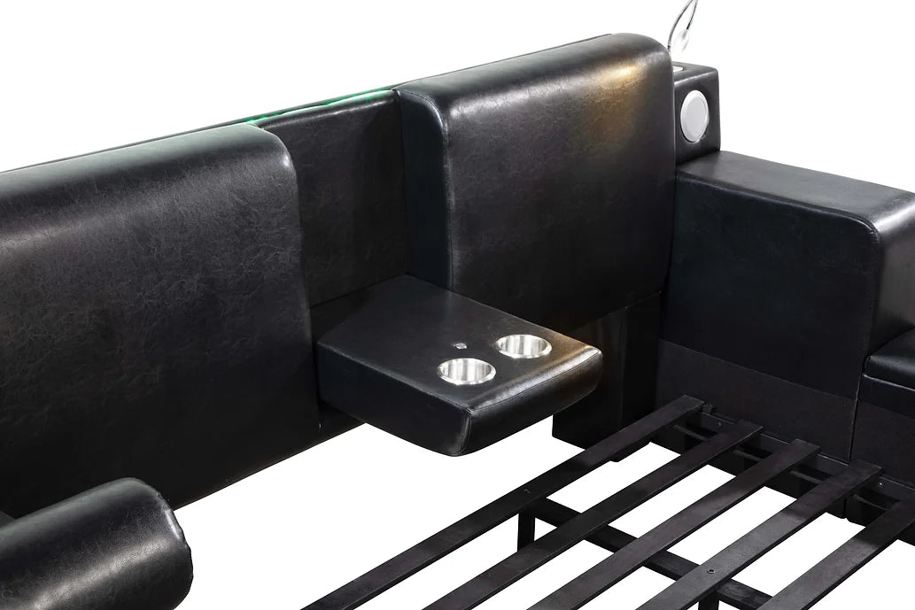 B420 APOLLO BLACK BED WITH STORAGE AND USB CHARGER AVAILABLE IN QUEEN AND KING SIZES