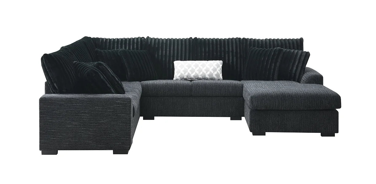 S1801 BRADY BLACK SECTIONAL PLUS OPTIONAL OTTOMAN