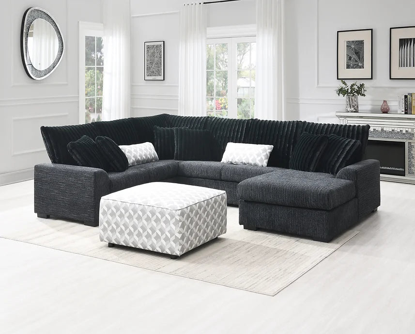 S1801 BRADY BLACK SECTIONAL PLUS OPTIONAL OTTOMAN