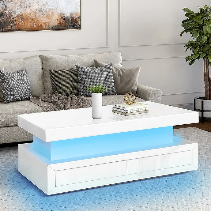 A-CT03 ALMA WHITE COFFEE TABLE WITH BLUETOOTH AND WIRELESS CHARGER