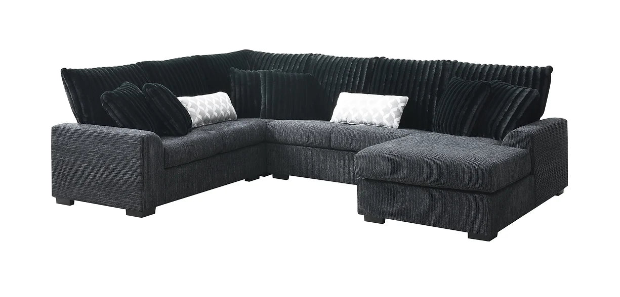 S1801 BRADY BLACK SECTIONAL PLUS OPTIONAL OTTOMAN