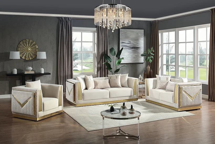 S4030 MONACO CREAM LIVING ROOM SET AVAILABLE AS 2 PIECE OR 3 PIECE SET