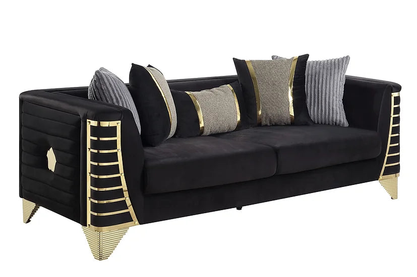 S4010 DONOVAN BLACK LIVING ROOM SET AVAILABLE AS 2 PIECE OR 3 PIECE SET