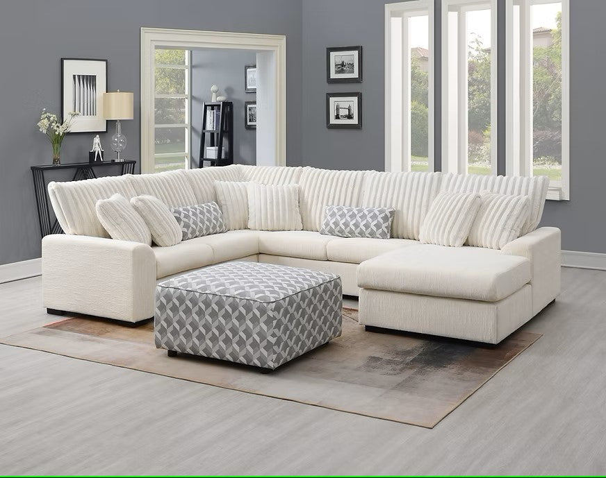 S1801 BRADY BEIGE SECTIONAL PLUS OPTIONAL OTTOMAN