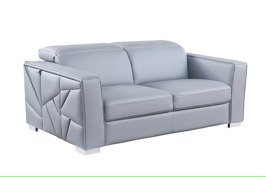 MI-1240 ASTRA LIGHT BLUE ITALIAN LEATHER LIVING ROOM SET AVAILABLE AS 2 PIECE OR 3 PIECE SET