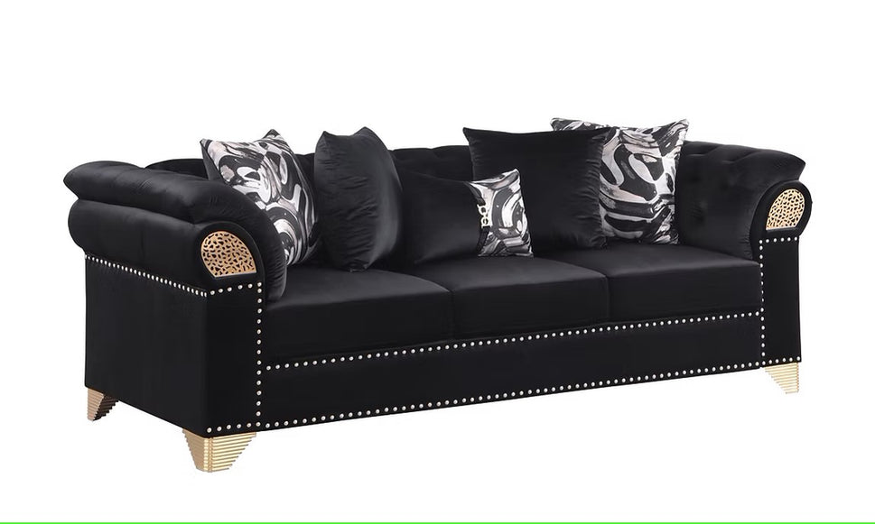 S3600 EMMA BLACK LIVING ROOM SET AVAILABLE AS 2 PIECE OR 3 PIECE SET