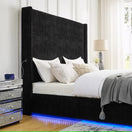 Switch B300 BELINDA BLACK PLATFORM BED WITH LED LIGHTS AVAILABLE IN QUEEN AND KING SIZES 3 image
