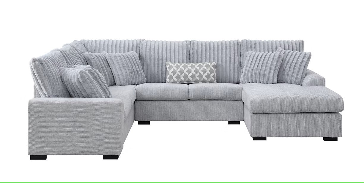 S1801 BRADY GREY SECTIONAL PLUS OPTIONAL OTTOMAN