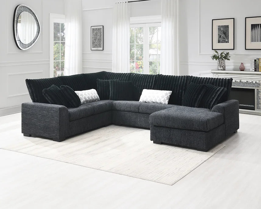 S1801 BRADY BLACK SECTIONAL PLUS OPTIONAL OTTOMAN