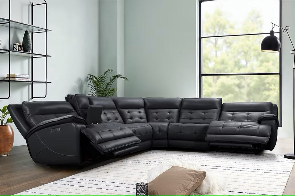 S8900 STARLIGHT BLACK POWER SECTIONAL WITH ADJUSTABLE HEAD