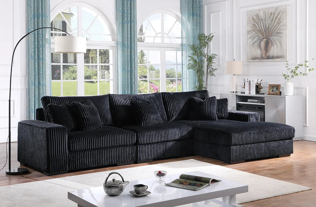 S859 COMFY 3 PIECE BLACK SECTIONAL