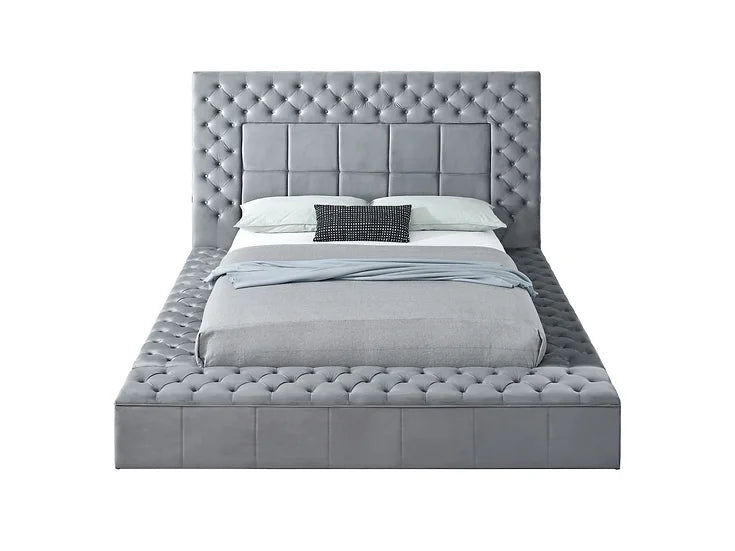 B9015 EMERALD GREY BED WITH USB CHARGER AND STORAGE AVAILABLE IN QUEEN AND KING SIZES