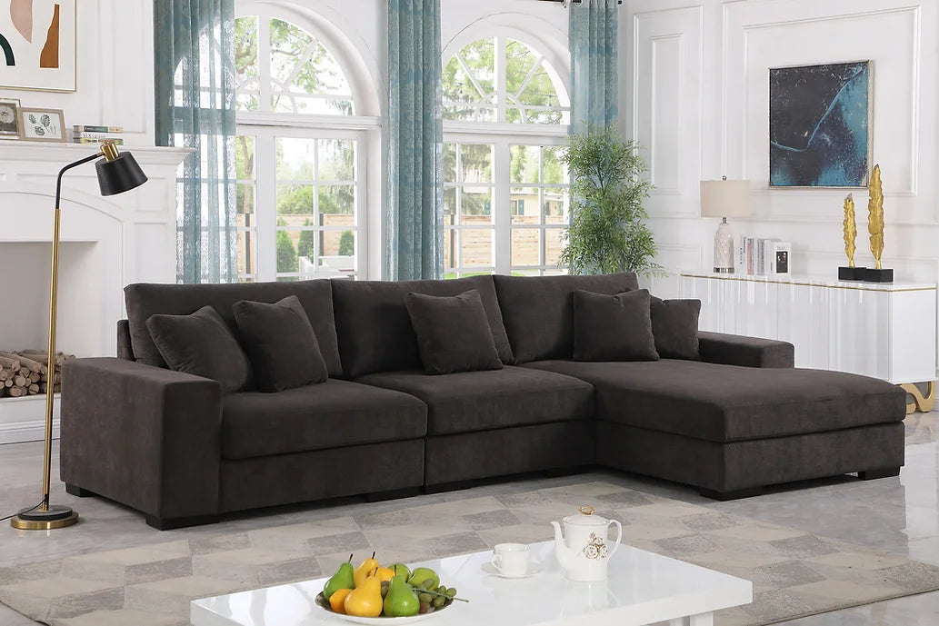 S859 COMFY CHENILLE 3 PIECE GREY SECTIONAL