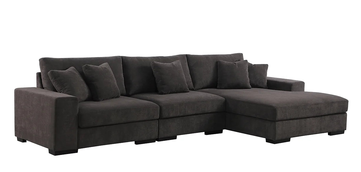 S859 COMFY CHENILLE 3 PIECE GREY SECTIONAL