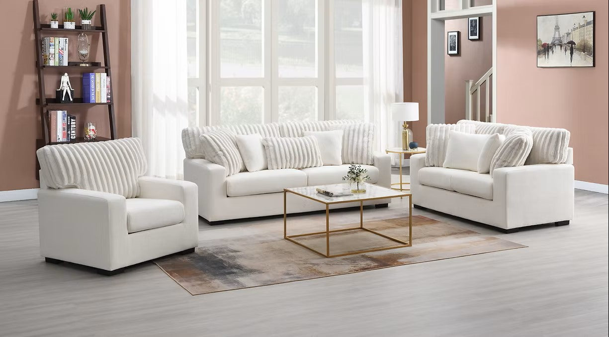 S1800 TARRA IVORY LIVING ROOM SET AVAILABLE AS 2 PIECE OR 3 PIECE SET