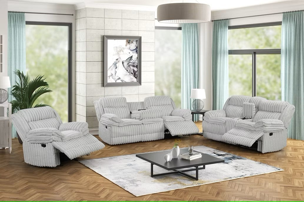 S3939 MELLO GREY 3 PIECE RECLINING LIVING ROOM SET
