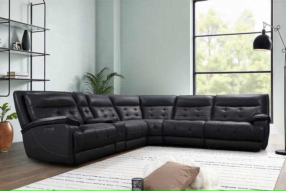 S8900 STARLIGHT BLACK POWER SECTIONAL WITH ADJUSTABLE HEAD