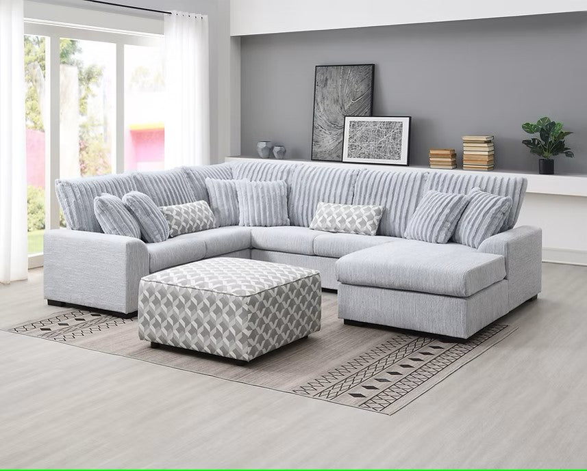 S1801 BRADY GREY SECTIONAL PLUS OPTIONAL OTTOMAN