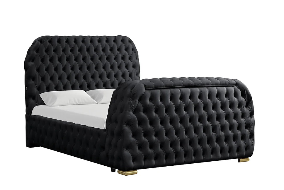 B8010 ROYAL BLACK BED AVAILABLE IN QUEEN AND KING SIZES