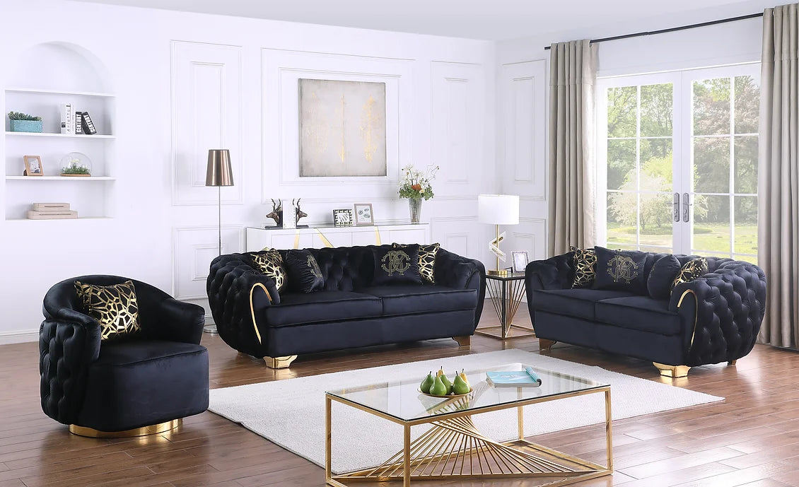 S2004 MILA BLACK SWIVEL CHAIR ALSO AVAILABLE AS A 2 PIECE AND 3 PIECE SET