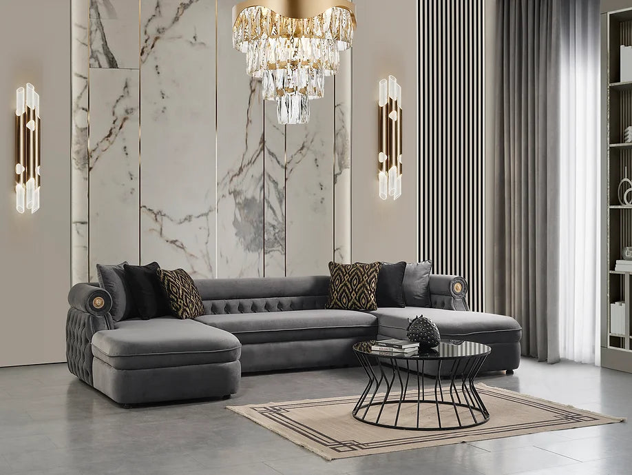 BROOKLYN SECTIONAL GREY WITH OTTOMAN