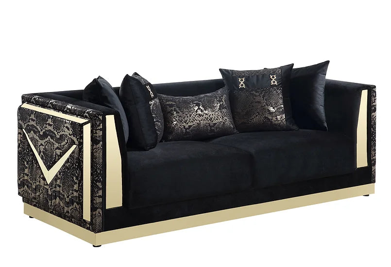S4030 MONACO BLACK LIVING ROOM SET AVAILABLE AS 2 PIECE OR 3 PIECE SET