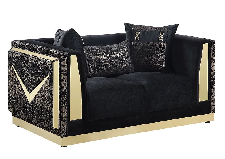 S4030 MONACO BLACK LIVING ROOM SET AVAILABLE AS 2 PIECE OR 3 PIECE SET