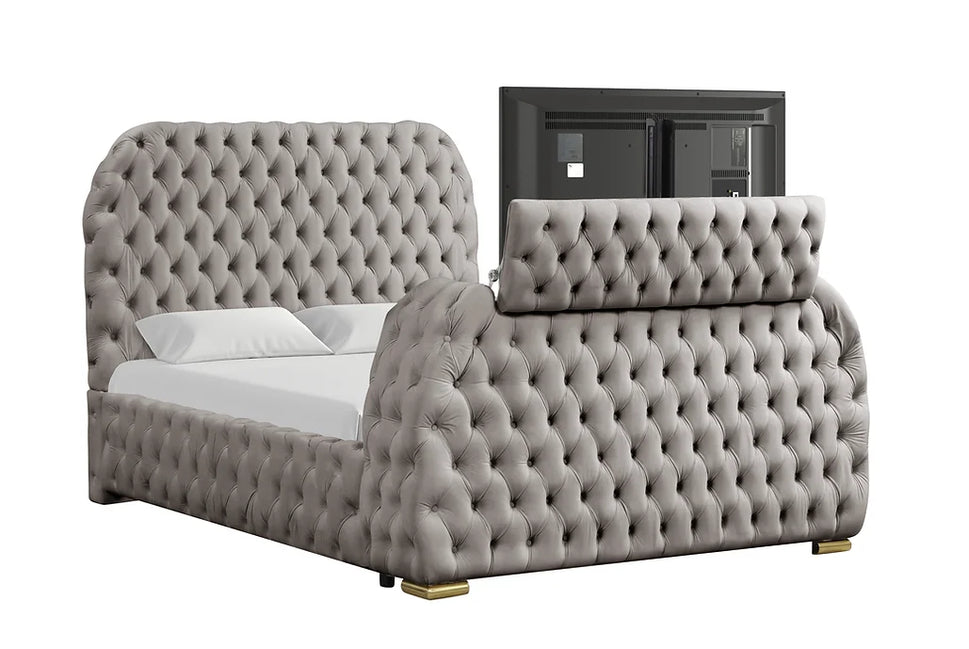 B8010 ROYAL GREY BED AVAILABLE IN QUEEN AND KING SIZES