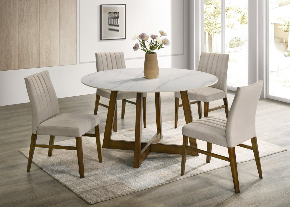 ENZ020 DARK OAK DINING SET WITH TABLE AND 4 CHAIRS