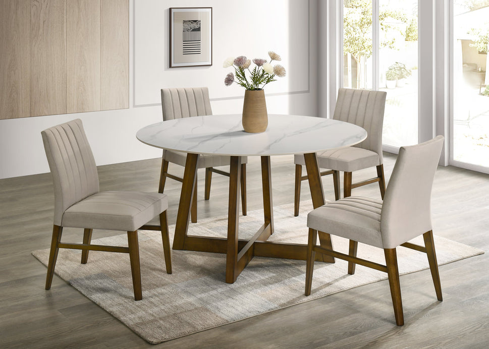 ENZ020 DARK OAK DINING SET WITH TABLE AND 4 CHAIRS