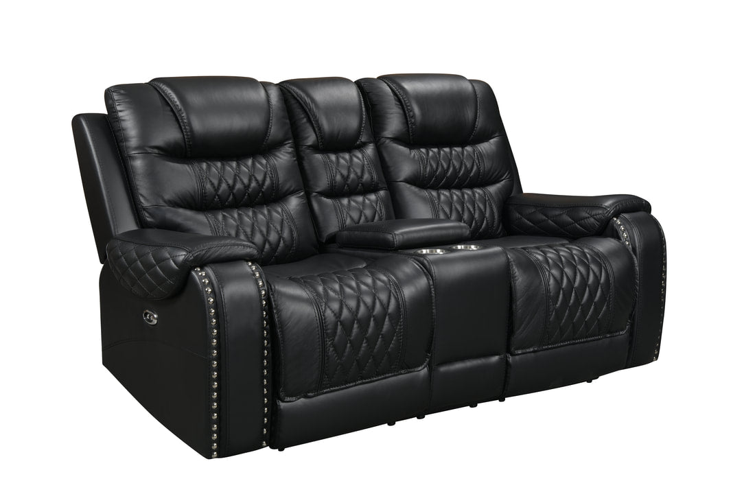 HARLEY BLACK GENUINE TOP GRAIN LEATHER 3 PC  POWER RECLINING SET