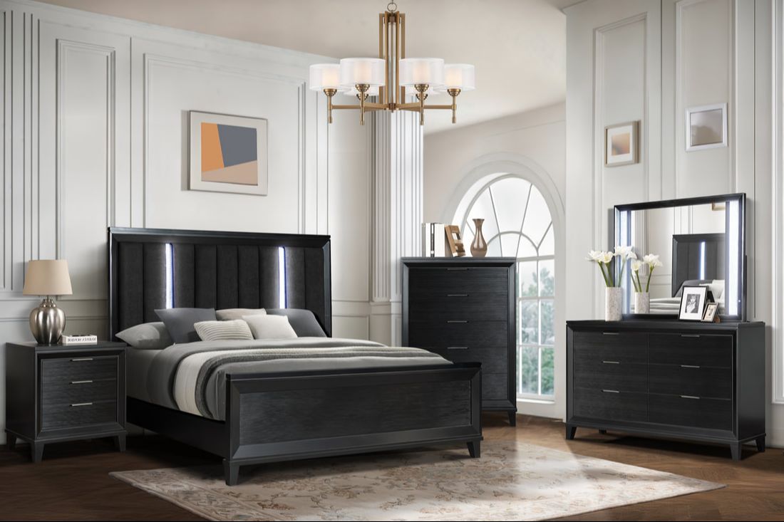 HAVANA BLACK BEDROOM SET AVAILABLE IN QUEEN AND KING SIZES AS 4PC or 5PC SET