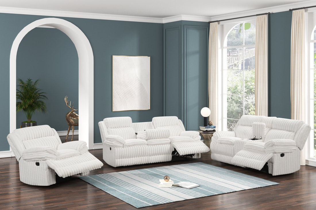 HEAVEN BEIGE FABRIC 3 PIECE RECLINING SET