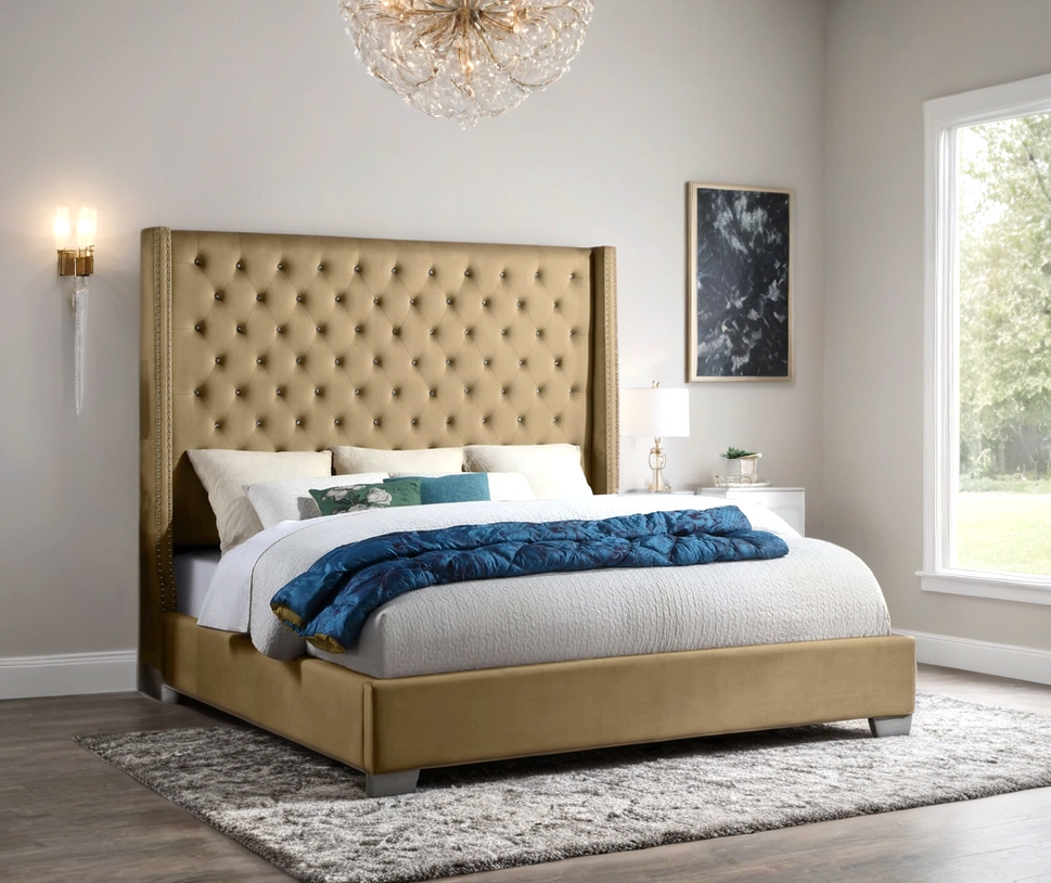 HH225 6FT -  MUSTARD BED AVAILABLE IN QUEEN AND KING SIZES