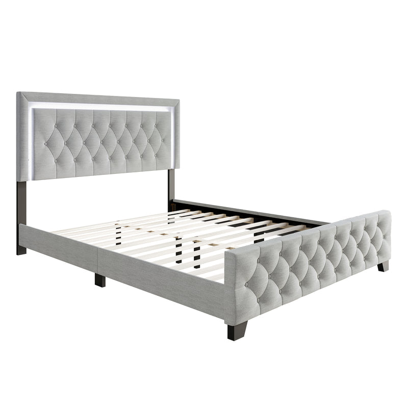 HH240 GRAY PLATFORM BED WITH LED AVAILABLE IN TWIN, FULL, QUEEN AND KING SIZES