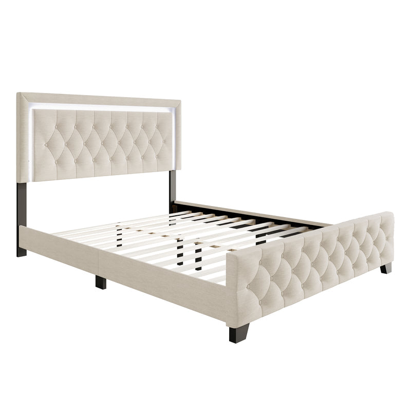 HH260 BEIGE PLATFORM BED WITH LED AVAILABLE IN TWIN, FULL, QUEEN AND KING SIZES