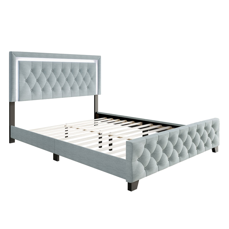 HH280 LT GRAY PLATFORM BED WITH LED AVAILABLE IN TWIN, FULL, QUEEN AND KING SIZES