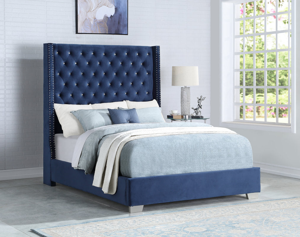 HH327 6ft DIAMOND BLUE BED AVAILABLE IN QUEEN AND KING SIZES