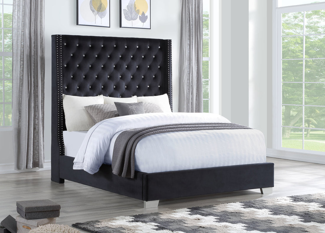 HH328 6ft DIAMOND BLACK BED AVAILABLE IN QUEEN AND KING SIZES
