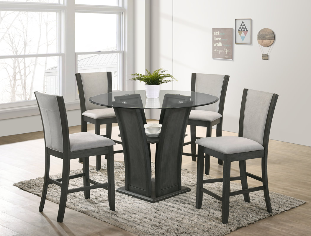 ORLANDO - GREY PUB TABLE + 4 CHAIRS