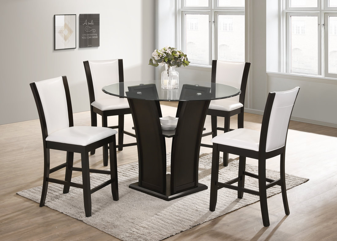 ORLANDO - WHITE PUB TABLE + 4 CHAIRS
