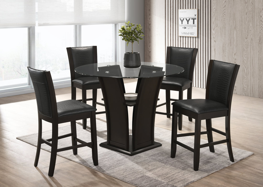 ORLANDO - BLACK PUB TABLE + 4 CHAIRS