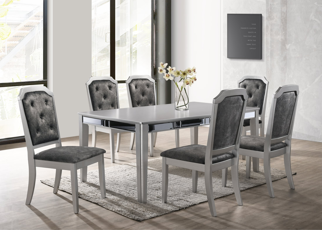 TRAVIS DINING SET WITH TABLE + 6 CHAIRS