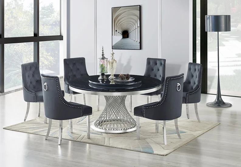 D605 UNICO (BLACK/CHROME) ROUND TABLE